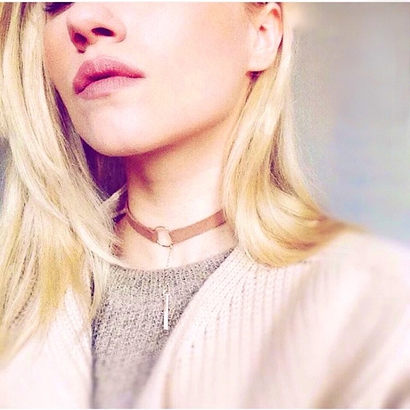 ⚜️[𝟯/$𝟮𝟴]⚜️Silver Bar Drop Brown 3/8 Choker NEW - Picture 3 of 7